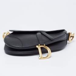 Pre Owned Dior Black Leather Saddle Shoulder Bag