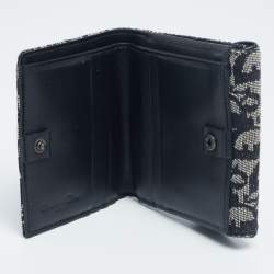 Dior Black Oblique Canvas Saddle Compact Wallet