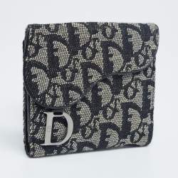 Dior Black Oblique Canvas Saddle Compact Wallet