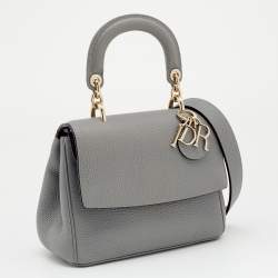 Pre Owned Dior Grey Leather Mini Be Dior Flap Bag