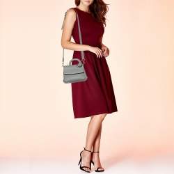 Pre Owned Dior Grey Leather Mini Be Dior Flap Bag
