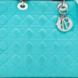 مملوكة مسبقًا Dior Turquoise Blue Cannage Leather Large Lady Dior Tote