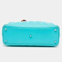 مملوكة مسبقًا Dior Turquoise Blue Cannage Leather Large Lady Dior Tote