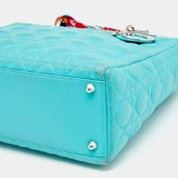 مملوكة مسبقًا Dior Turquoise Blue Cannage Leather Large Lady Dior Tote