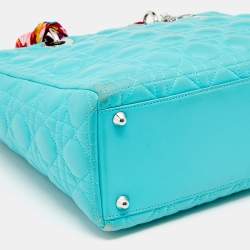 مملوكة مسبقًا Dior Turquoise Blue Cannage Leather Large Lady Dior Tote