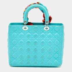 مملوكة مسبقًا Dior Turquoise Blue Cannage Leather Large Lady Dior Tote