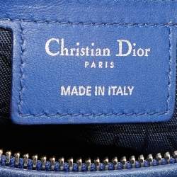 Pre Owned Dior Blue Cannage Leather Large Lady Dior Tote
