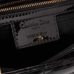Pre Owned Dior Black Cannage Patent Leather Large Lady Dior Tote