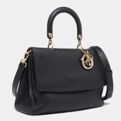 Pre Owned Dior Black Leather Medium Be Dior Flap Bag