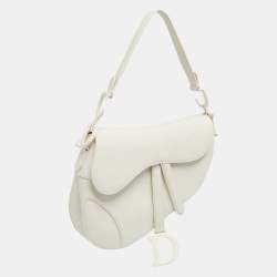 Pre Owned Dior White Leather Ultra-Matte Saddle Shoulder Bag