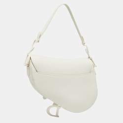 Pre Owned Dior White Leather Ultra-Matte Saddle Shoulder Bag