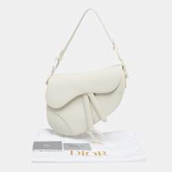 Pre Owned Dior White Leather Ultra-Matte Saddle Shoulder Bag