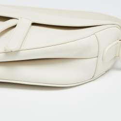 Pre Owned Dior White Leather Ultra-Matte Saddle Shoulder Bag
