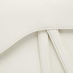 Pre Owned Dior White Leather Ultra-Matte Saddle Shoulder Bag
