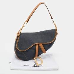 Pre Owned Dior Blue/Brown Denim and Leather Saddle Bag