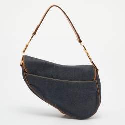 Pre Owned Dior Blue/Brown Denim and Leather Saddle Bag