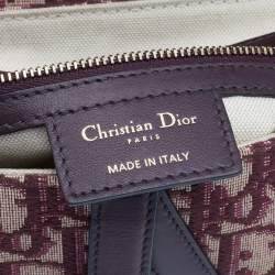 Pre Owned Dior Burgundy Oblique Canvas And Leather Saddle Shoulder Bag