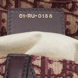 Pre Owned Dior Burgundy Oblique Canvas And Leather Saddle Shoulder Bag