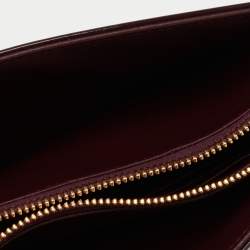 Pre Owned Dior Burgundy Cannage Patent Leather Caro Zipped Chain Pouch