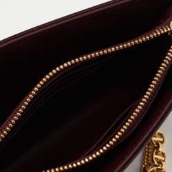 Pre Owned Dior Burgundy Cannage Patent Leather Caro Zipped Chain Pouch