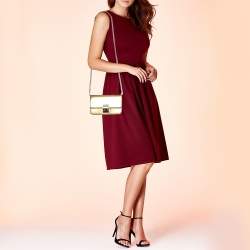 Pre Owned Dior Metallic Gold Crinkled Leather Miss Flap Shoulder Bag