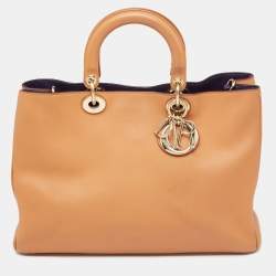 Pre Owned Dior Brown Leather Large Diorissimo Shopper Tote