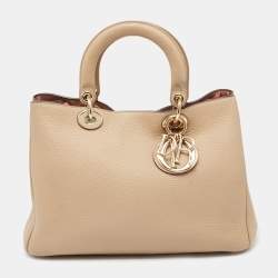 Pre Owned Dior Beige Leather Medium Diorissimo Shopper Tote