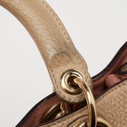 Pre Owned Dior Beige Leather Medium Diorissimo Shopper Tote