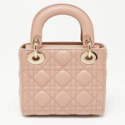 Dior Pink Cannage Leather Mini Lady Dior Tote