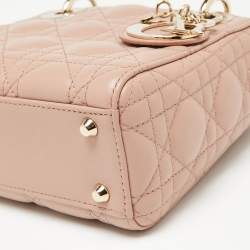 Dior Pink Cannage Leather Mini Lady Dior Tote