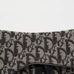 Pre Owned Dior Black Oblique Canvas and Leather Saddle Bag