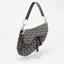 Pre Owned Dior Black Oblique Canvas and Leather Saddle Bag