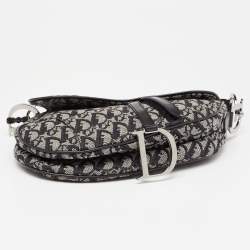 Pre Owned Dior Black Oblique Canvas and Leather Saddle Bag