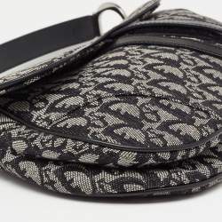 Pre Owned Dior Black Oblique Canvas and Leather Saddle Bag