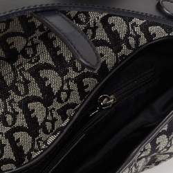 Pre Owned Dior Black Oblique Canvas and Leather Saddle Bag