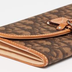 Dior Brown Oblique Coated Canvas and Leather Romantique Continental Wallet