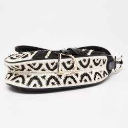 Dior Black/White Fabric and Sequins Saddle Bag