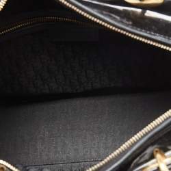 Pre Owned Dior Black Cannage Patent Leather Large Lady Dior Tote