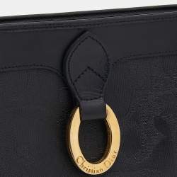 Pre Owned Dior Black Oblique Coated Canvas And Leather Clutch