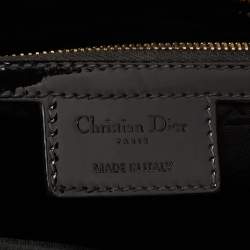 Pre Owned Dior Black Cannage Patent Leather Large Lady Dior Tote