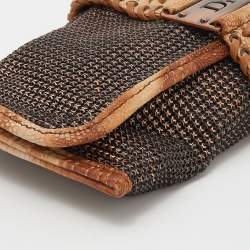 Pre Owned Dior Metallic Bronze Metal Mesh and Lizard Clutch