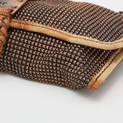 Pre Owned Dior Metallic Bronze Metal Mesh and Lizard Clutch