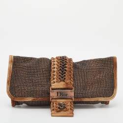Pre Owned Dior Metallic Bronze Metal Mesh and Lizard Clutch