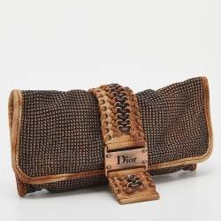 Pre Owned Dior Metallic Bronze Metal Mesh and Lizard Clutch