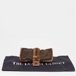 Pre Owned Dior Metallic Bronze Metal Mesh and Lizard Clutch