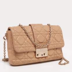 مملوكة مسبقًا Dior Beige Cannage Leather Miss Dior Promenade Chain Clutch