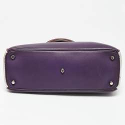 Pre Owned Dior Purple/Silver Leather and Python Medium Diorissimo Shopper Tote