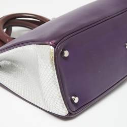 Pre Owned Dior Purple/Silver Leather and Python Medium Diorissimo Shopper Tote