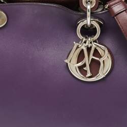 Pre Owned Dior Purple/Silver Leather and Python Medium Diorissimo Shopper Tote