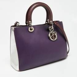Pre Owned Dior Purple/Silver Leather and Python Medium Diorissimo Shopper Tote